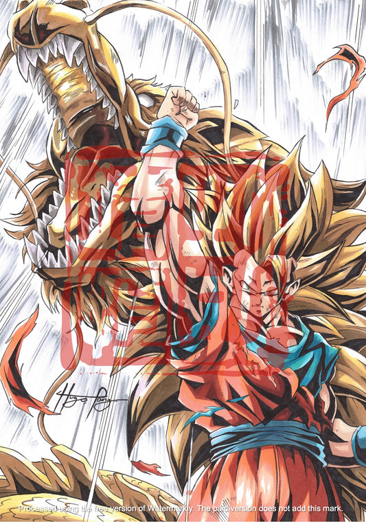 Goku Super Saiyan 3 Dragon Fist Art Print by Hugo219.draws